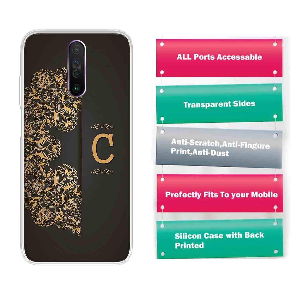 Amazon Brand - Solimo Designer Multicolor Black Pattern Alphabet-C Printed Soft Back Case Mobile Cover for Poco X2 / Xiaomi Redmi K30