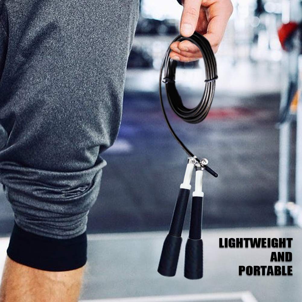 UMI Essentials Speed Jump Rope, 3m Adjustable Steel Wire Jumping Ropes for Boxing, MMA, Crossfit, Workout and Fitness Training