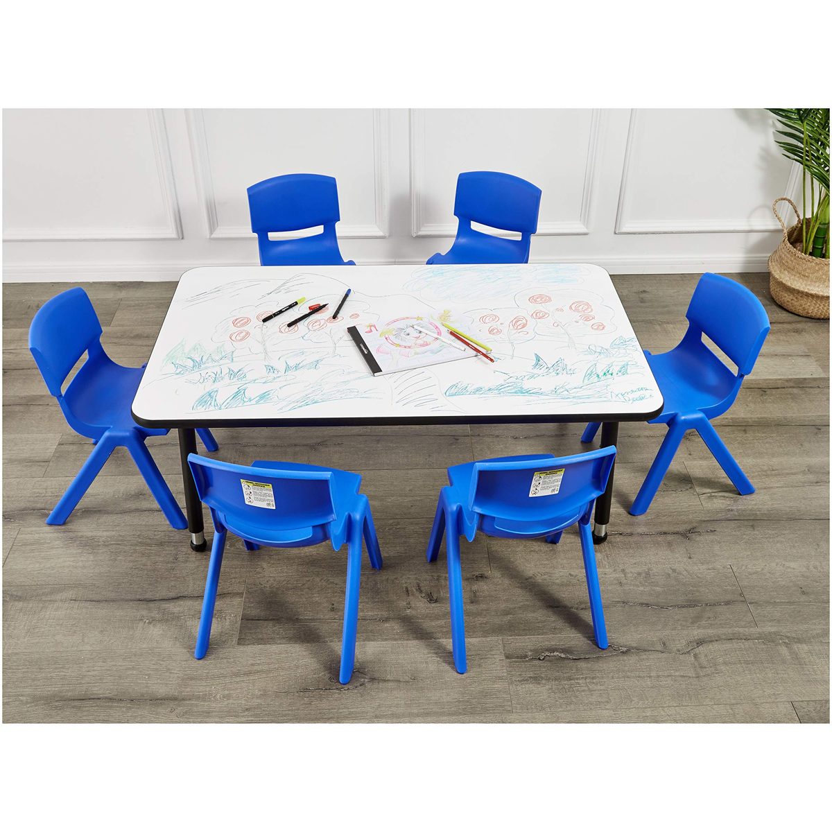 Amazonbasics 12" School Stack Resin Chair,Blue, 6 Pack