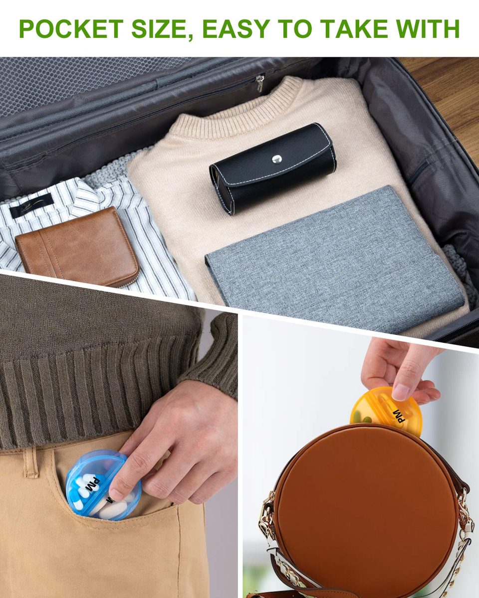 Eono 7 Day Pill Box Organiser AM PM - Weekly Pill Box Case with 14 Compartments with Moisture-Proof Design