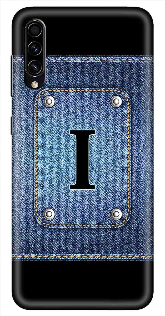 Amazon Brand - Solimo Designer Button Jeans Alphabet-I 3D Printed Hard Back Case Mobile Cover for Samsung Galaxy A50s