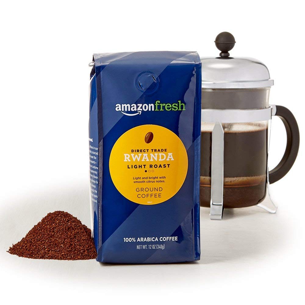 AmazonFresh Direct Trade Rwanda Ground Coffee, Light Roast, 12 Ounce
