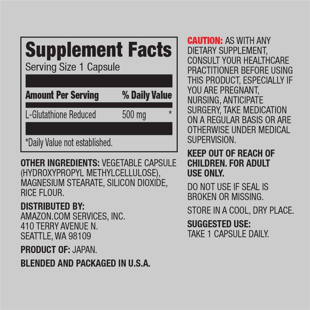Amazon Elements Glutathione, 500mg, 60 Capsules, 2 Month Supply & Vitamin C 1000mg, Vegan, 300 Tablets, 10 Month Supply