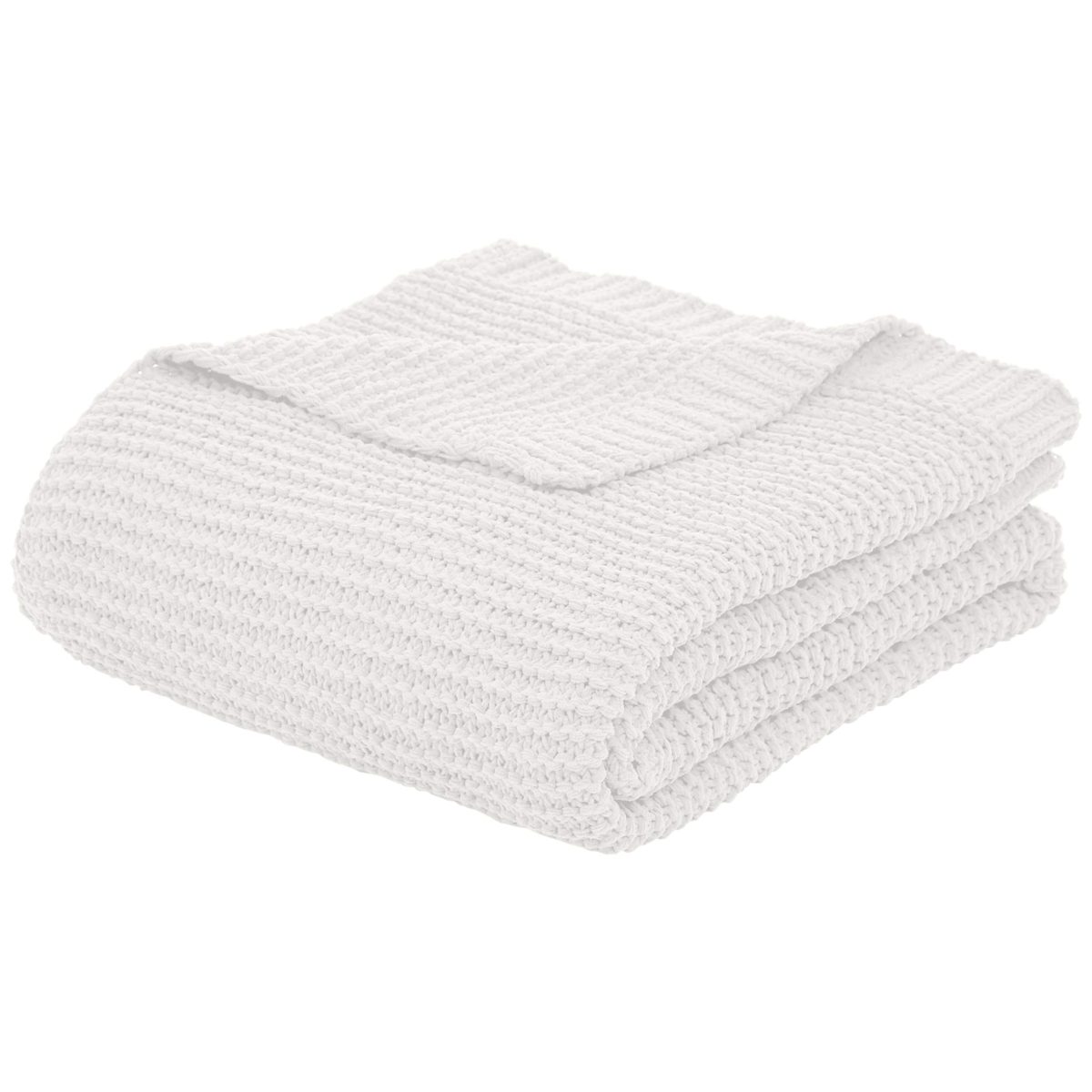 AmazonBasics Knitted Chenille Throw Blanket - 50 x 60 Inches, White