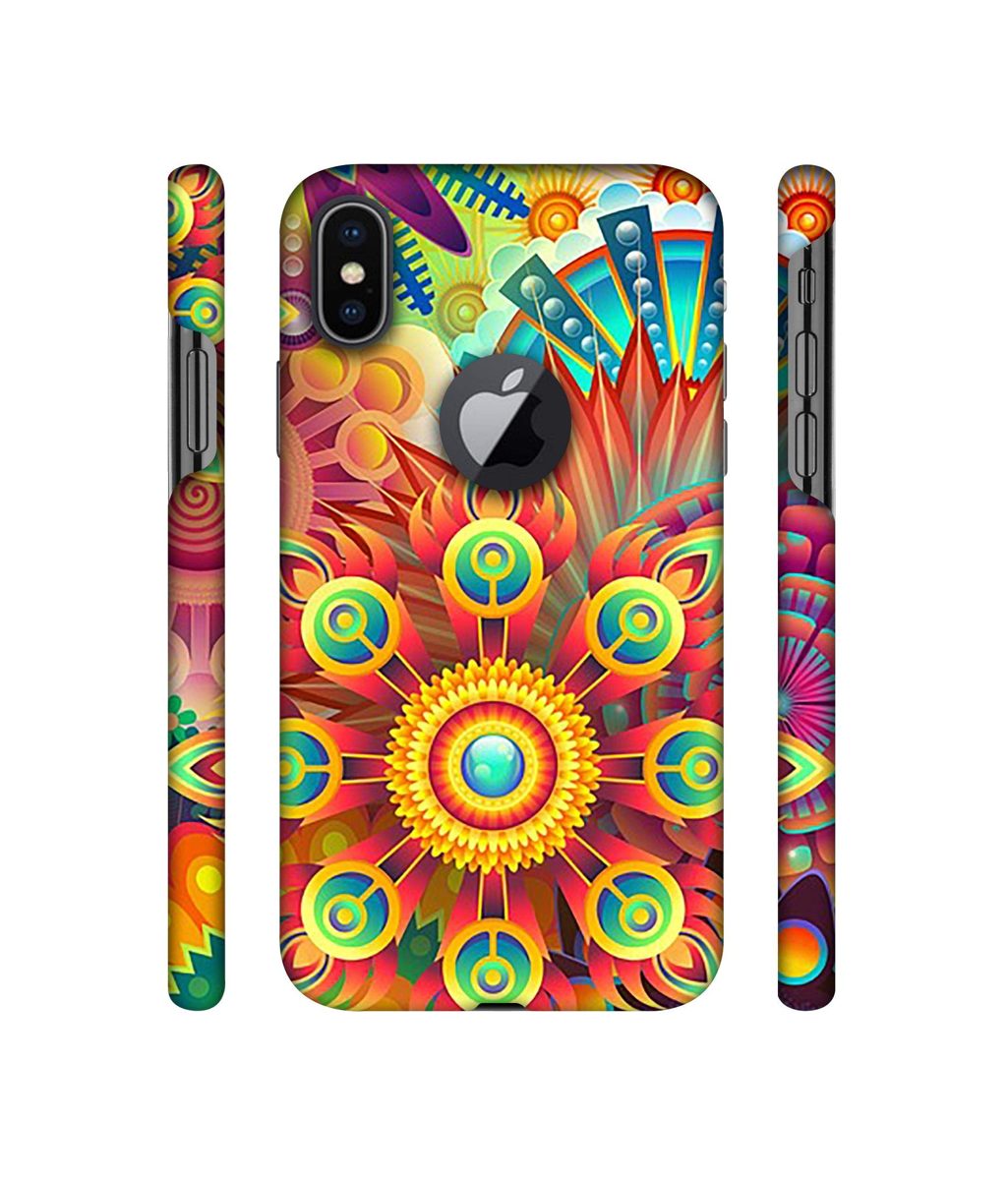 Amazon Brand - Solimo Designer Rangoli 3D Printed Hard Back Case Mobile Cover for Apple iPhone X (Logo Cut)