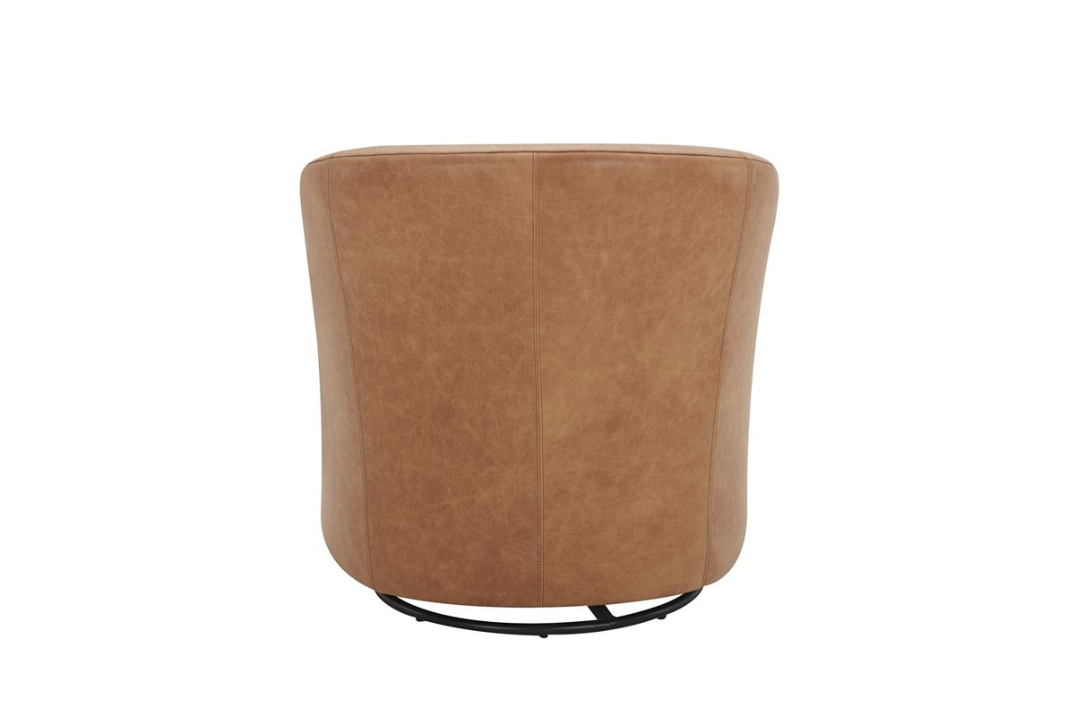Amazon Brand – Rivet Rione Modern Leather Swivel Chair with Rounded Back, 30.3"W, Marseille Cognac