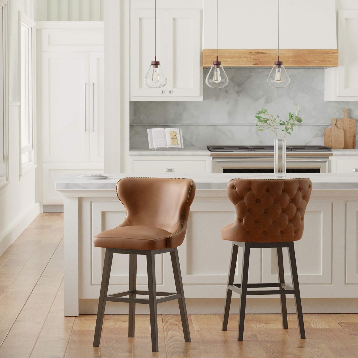 Amazon Brand – Stone & Beam Louise Memory Swivel Barstool, 42.1"H, Wax Sand
