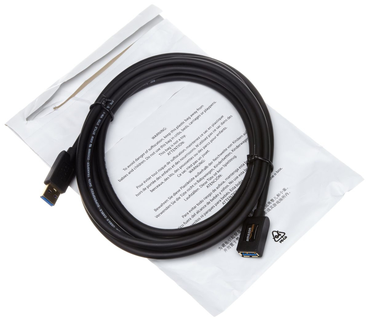 AmazonBasics USB 3.0 Extension Cable - A-Male to A-Female - 9.8 Feet (3.0 Meters)