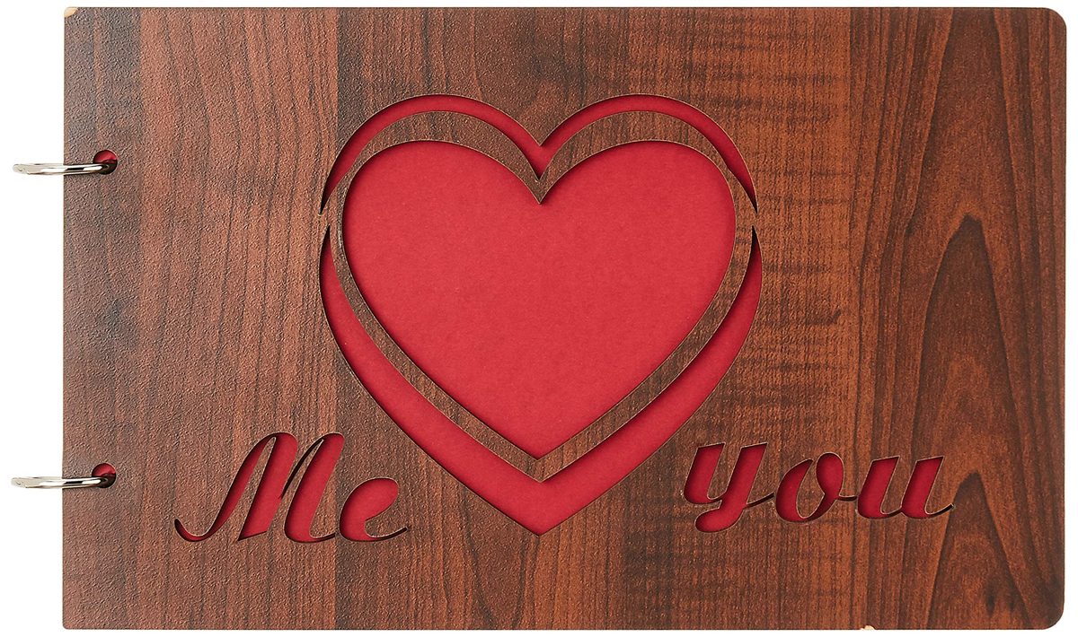 Amazon Brand - Solimo DIY 2 in 1 Photo Album and Scrapbook, 25 x 16 cm, Me and You