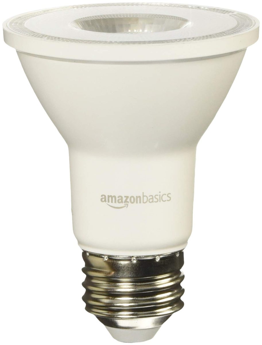 AmazonBasics 50 Watt Equivalent, Daylight, Dimmable, 15,000 Hour Lifetime, PAR20 LED Light Bulb | 6-Pack