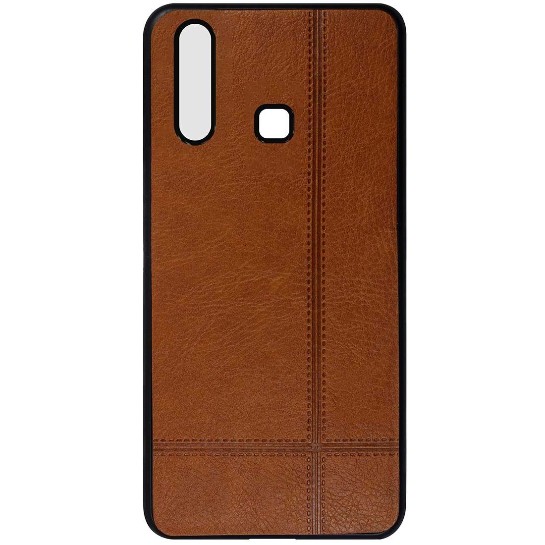 Amazon Brand - Solimo Leather Mobile Cover for (Soft & Flexible Back case), for Vivo U20 (Brown)