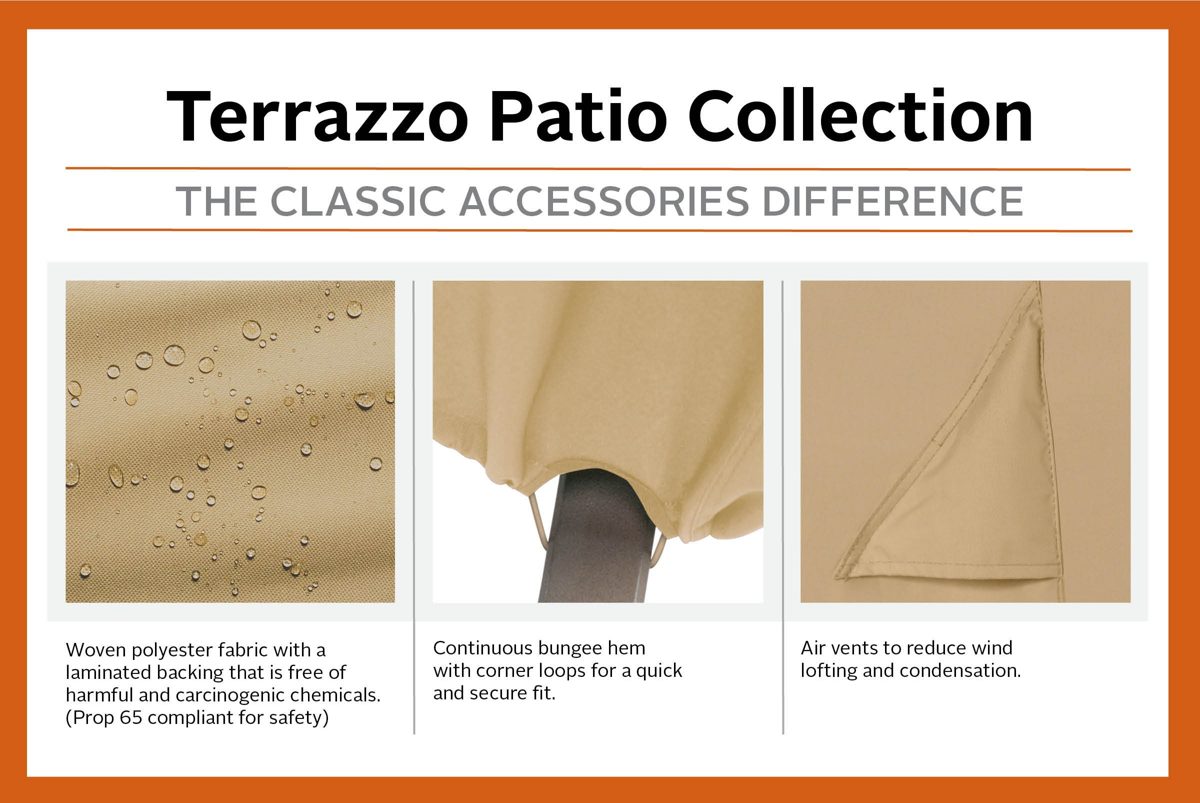 Classic Accessories 58932-EC  Terrazzo Water-Resistant 26 Inch High Back Patio Chair Cover,Sand,High Back Dining Chair
