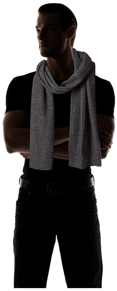 Thirty Five Kent Men's Cashmere Seed Stitch Marled Scarf and Hat, Coal