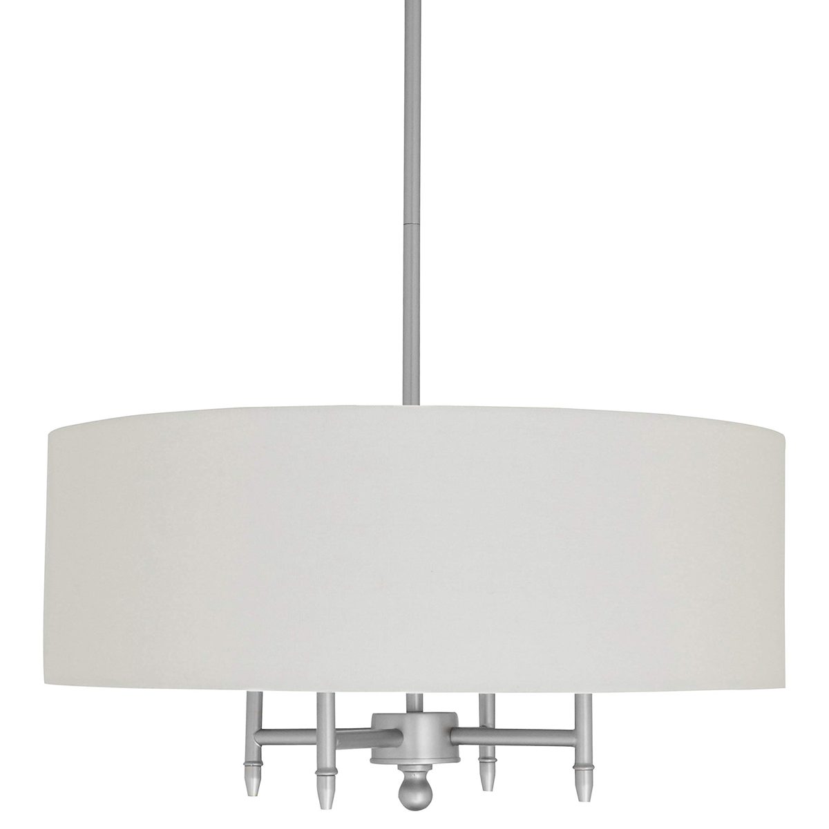 Amazon Brand – Stone & Beam Classic Ceiling Pendant Chandelier Fixture With White Drum Shade- 20 x 20 x 42 Inches, Brushed Nickel