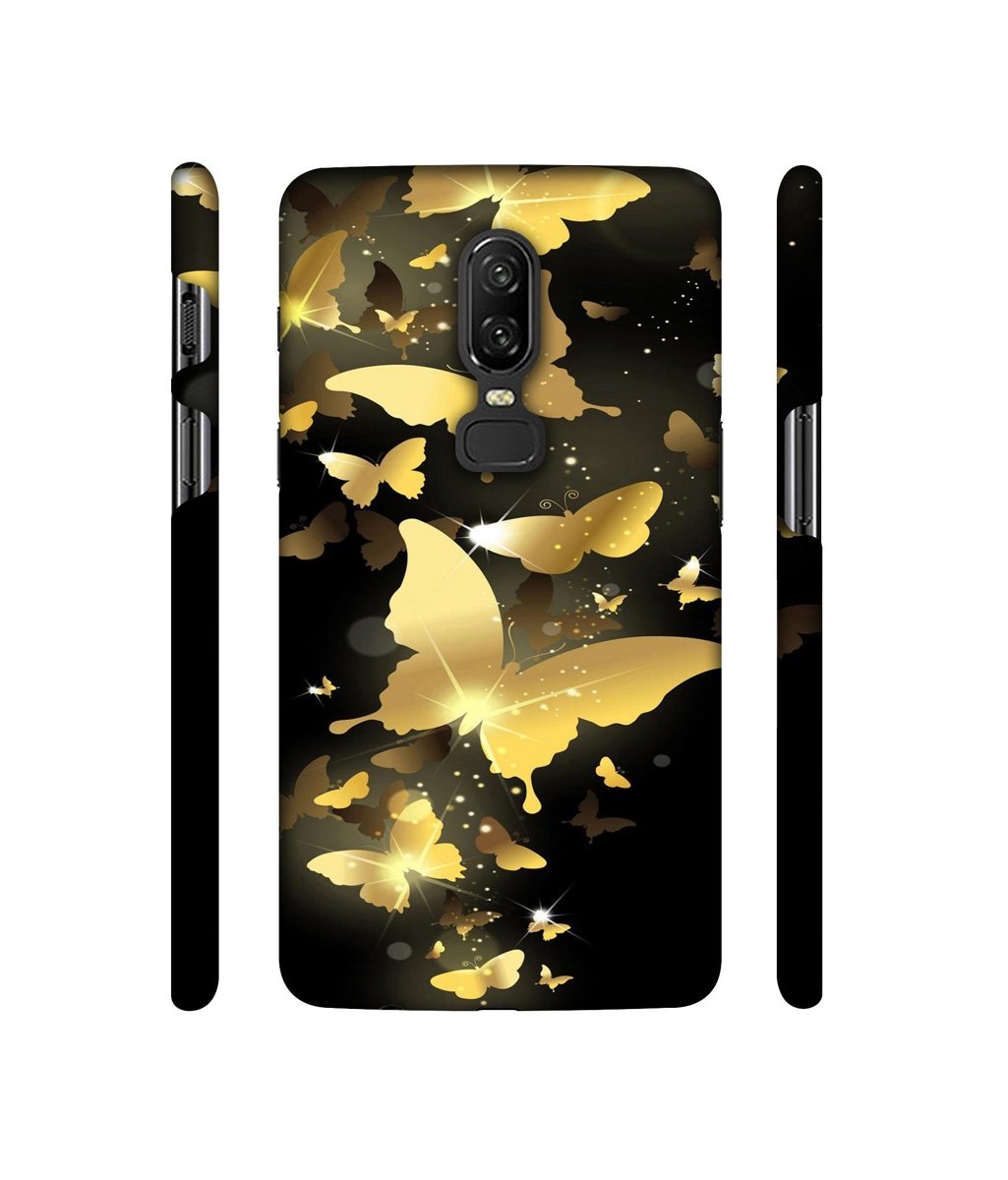 Amazon Brand - Solimo Designer Golden Butterfly Pattern 3D Printed Hard Back Case Mobile Cover for OnePlus 6