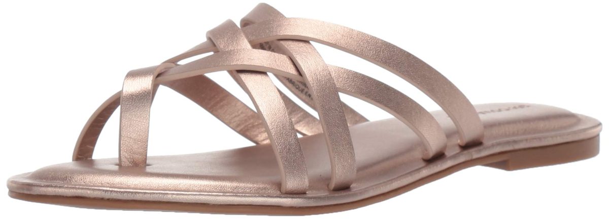 Amazon Brand - 206 Collective Women's Solo Leather Slide Sandal, Champagne Metallic, 13 B US