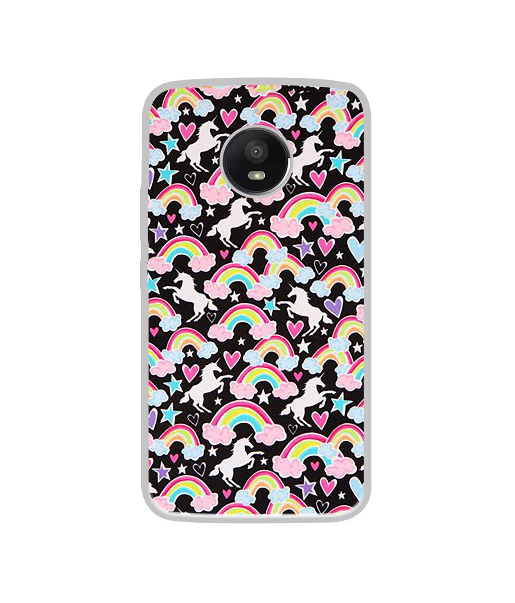 Amazon Brand - Solimo Designer Unicorn Texture UV Printed Soft Back Case Mobile Cover for Motorola Moto E4 Plus
