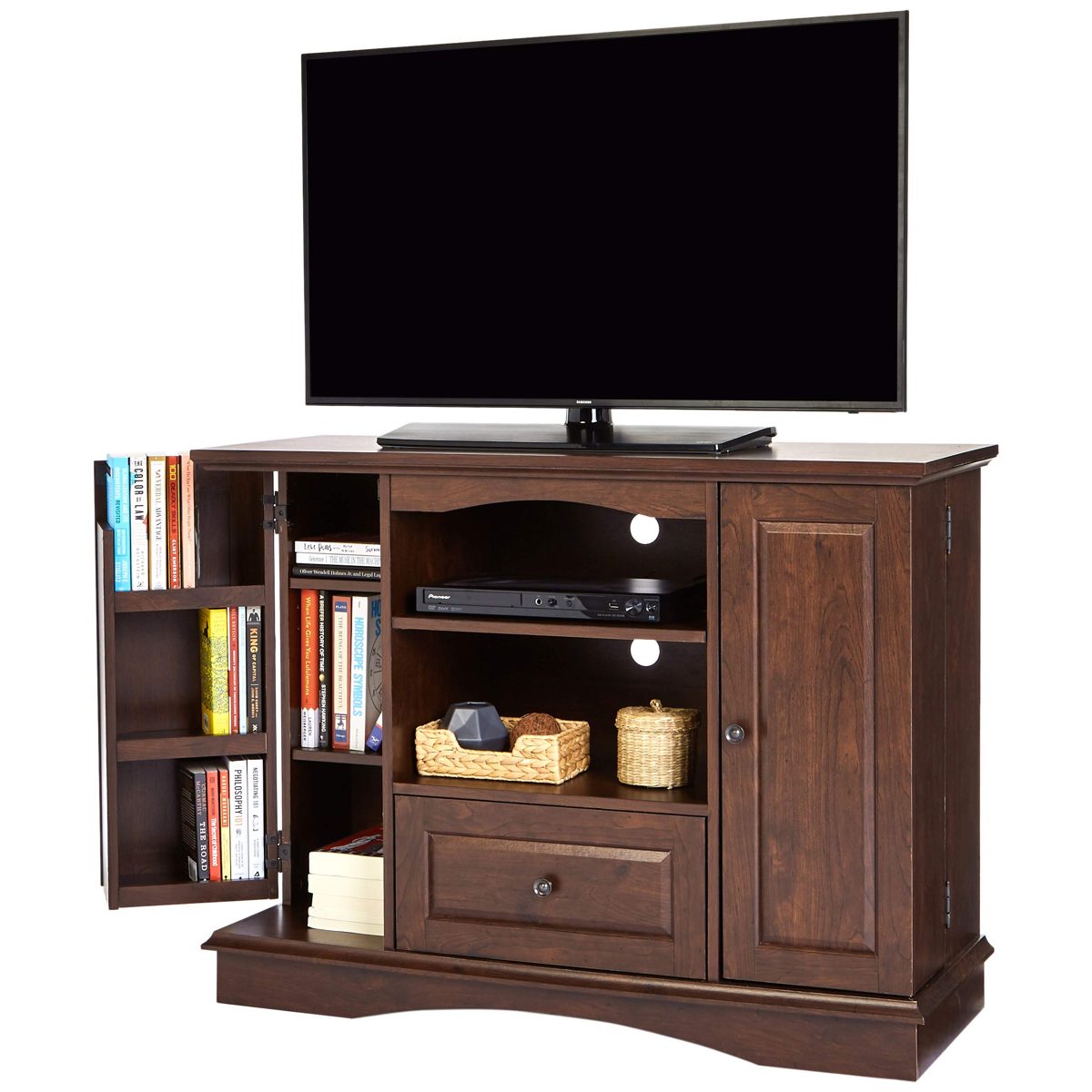 ROCKPOINT TV Stand, 42x16x23.6inch, Walnut Brown