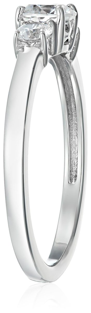 Platinum-Plated Sterling Silver Round 3-Stone Ring made with Swarovski Zirconia (1 cttw), Size 5