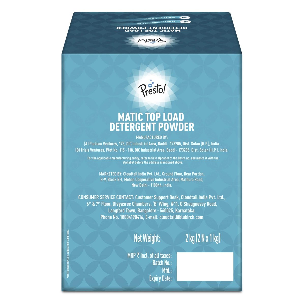 Amazon Brand - Presto! Matic Top Load Detergent Powder - 2 kg