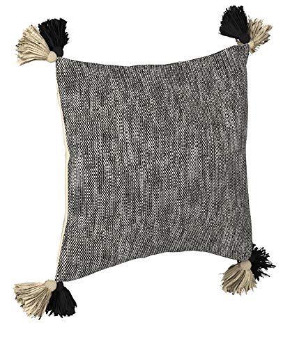 Amazon Brand – Rivet Modern Throw Pillow with Tassels - 18 x 18 Inch, Light Grey