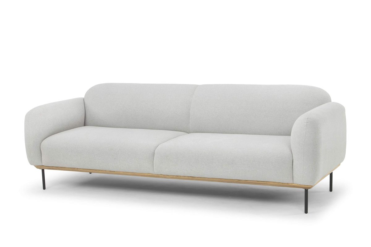 Amazon Brand - Movian Blankan 3-Seater Upholstered Sofa, 228 x 87 x 78 cm, Stain-Resistant Polyester, Light Grey
