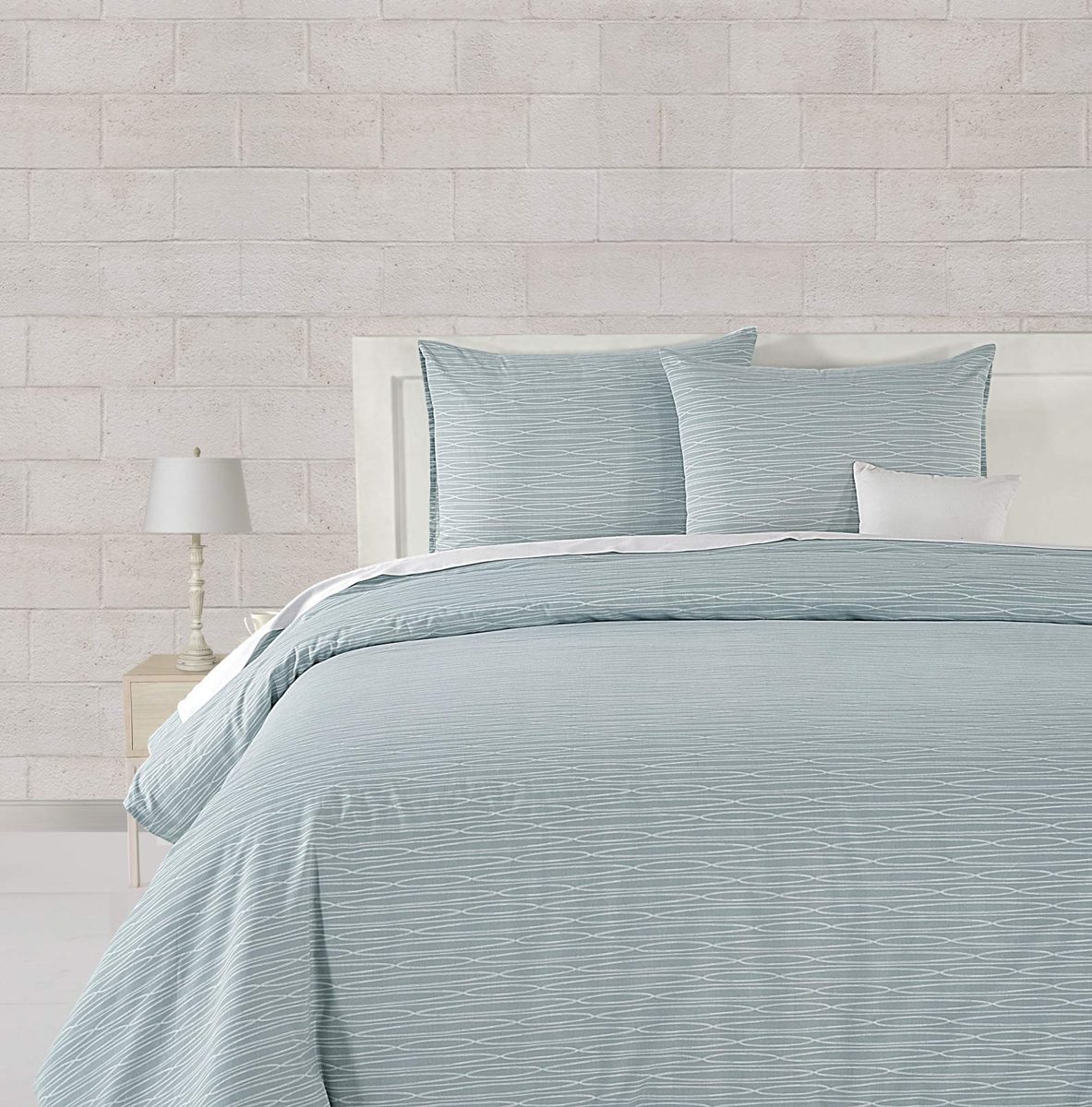 AmazonBasics Brushed Percale Cotton Sheet Set, Infinity Stripe