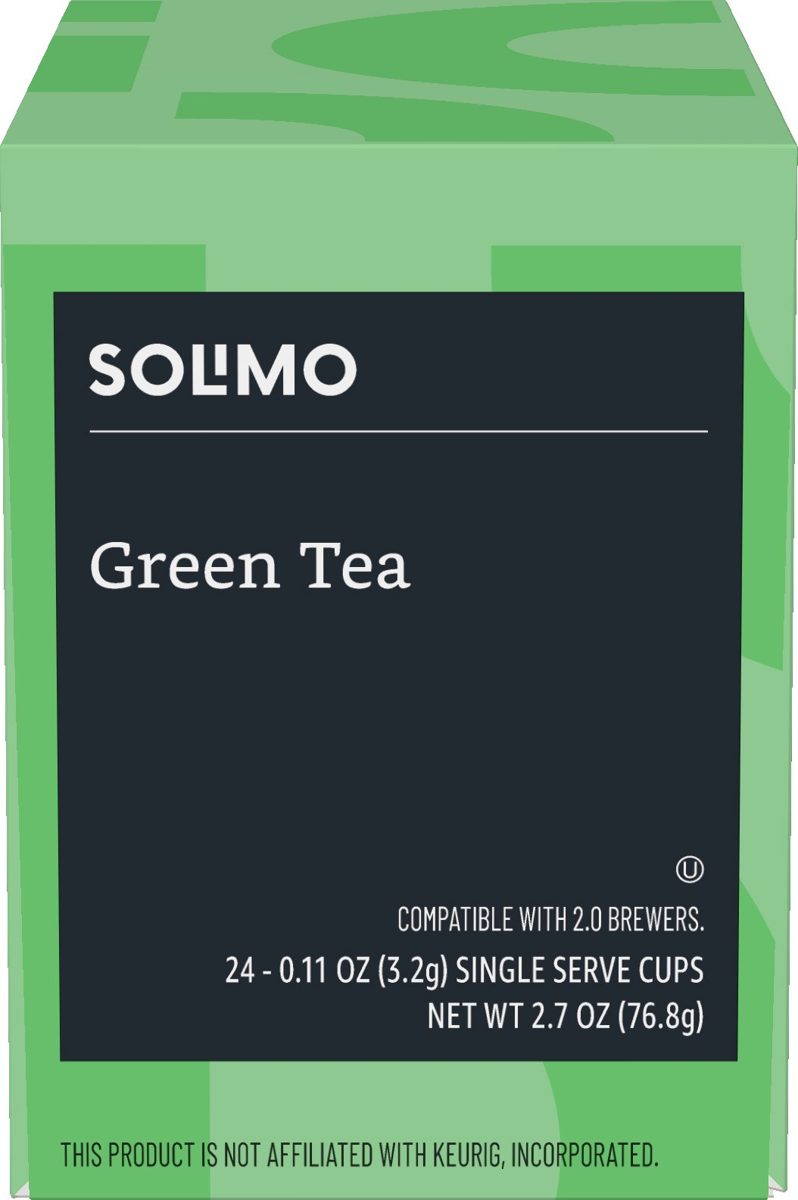 Amazon Brand - 24 Ct. Solimo Tea Pods, Green Tea, Compatible with 2.0 K-Cup Brewers