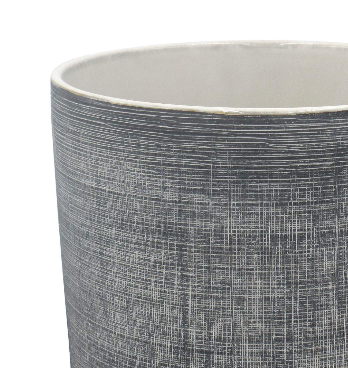 Amazon Brand – Stone & Beam Mid-Century 100% Stoneware Planter, 7.87"H, Distressed Black