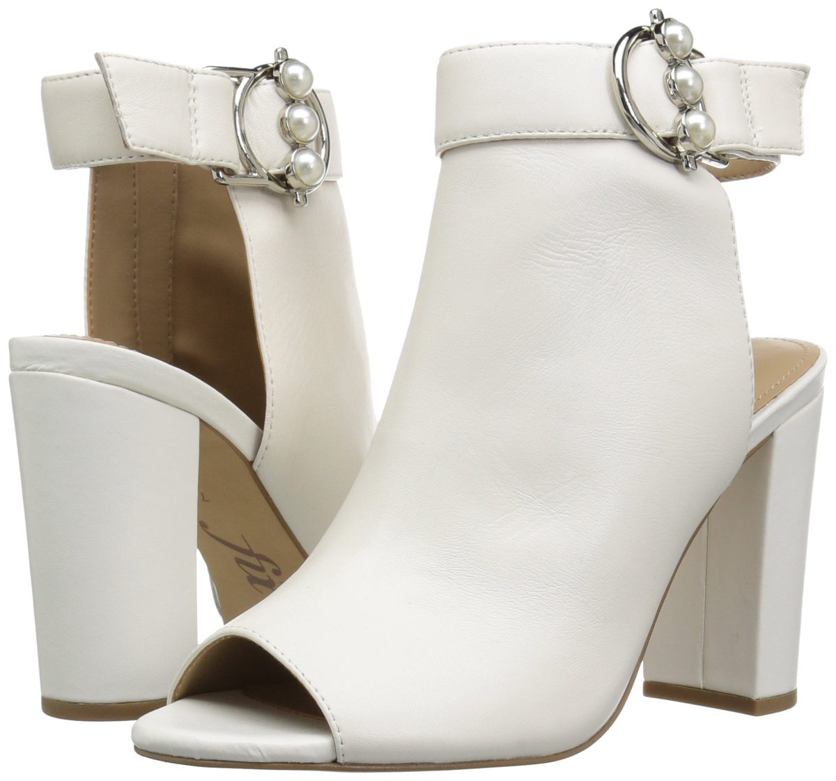 Amazon Brand - The Fix Women's Giana Open Toe Bootie with Pearl Buckle