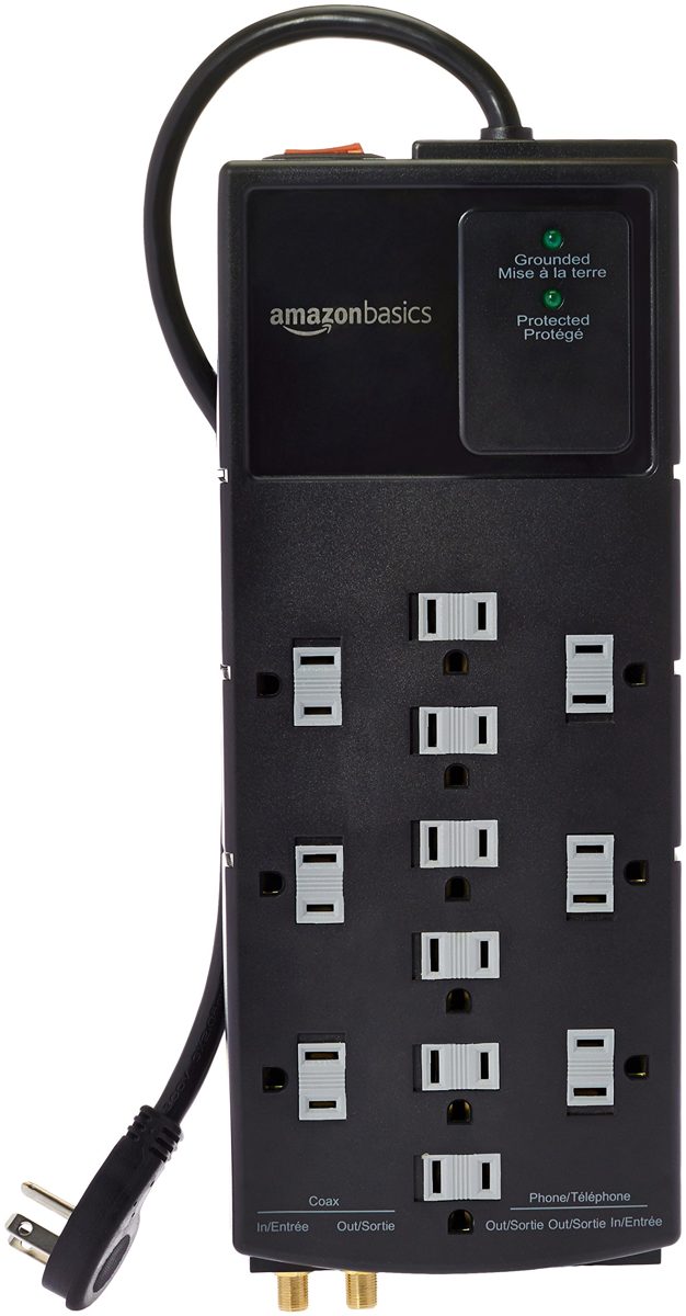 AmazonBasics 12 Outlet Surge Protector with 10 Feet Cord, 4350 Joules