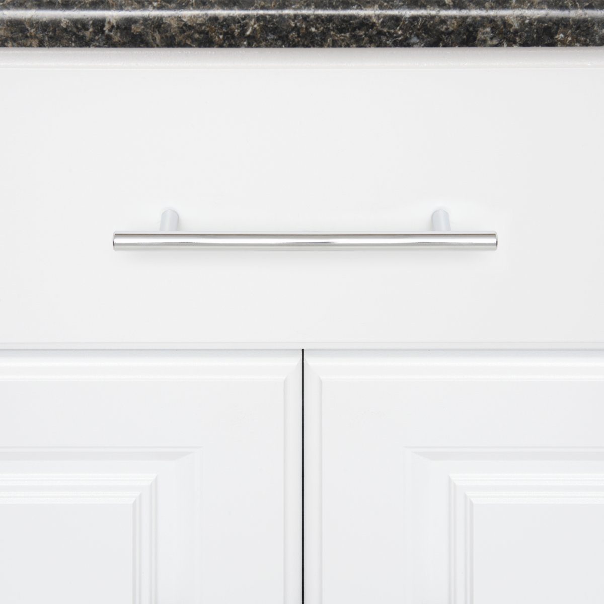 AmazonBasics Euro Bar Cabinet Handle (1/2" Diameter), 7.38" Length (5" Hole Center), Polished Chrome, 10-Pack