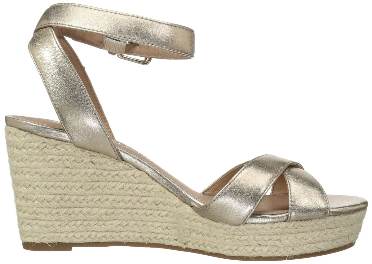 Amazon Brand - 206 Collective Women's Campbell Espadrille Dress Wedge-High Sandal, gold leather, 9.5 B US