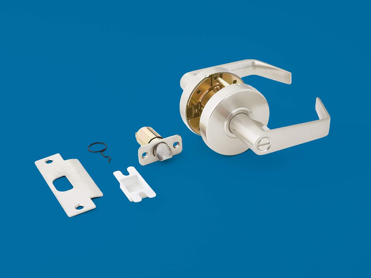 AmazonCommercial Grade 2 Commercial Duty Door Lever-Privacy Lockset, Satin Nickel Finish, 2-Pack