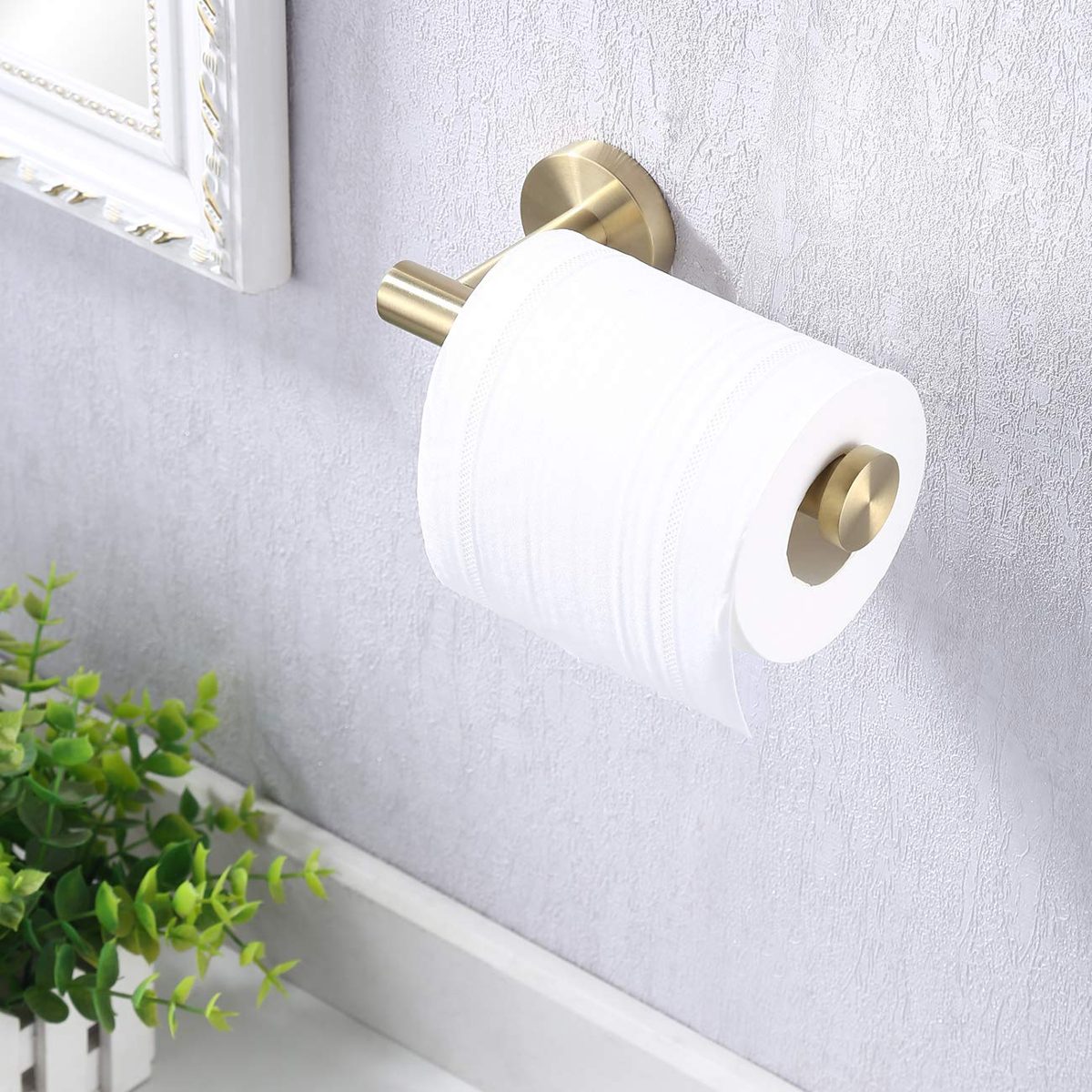 Umi. by Amazon Toilet Roll Holder Bathroom Paper Tissue Hanger Dispenser Rustproof SUS 304 Stainless Steel Wall Mount Brushed Gold, A2175S12-BZ