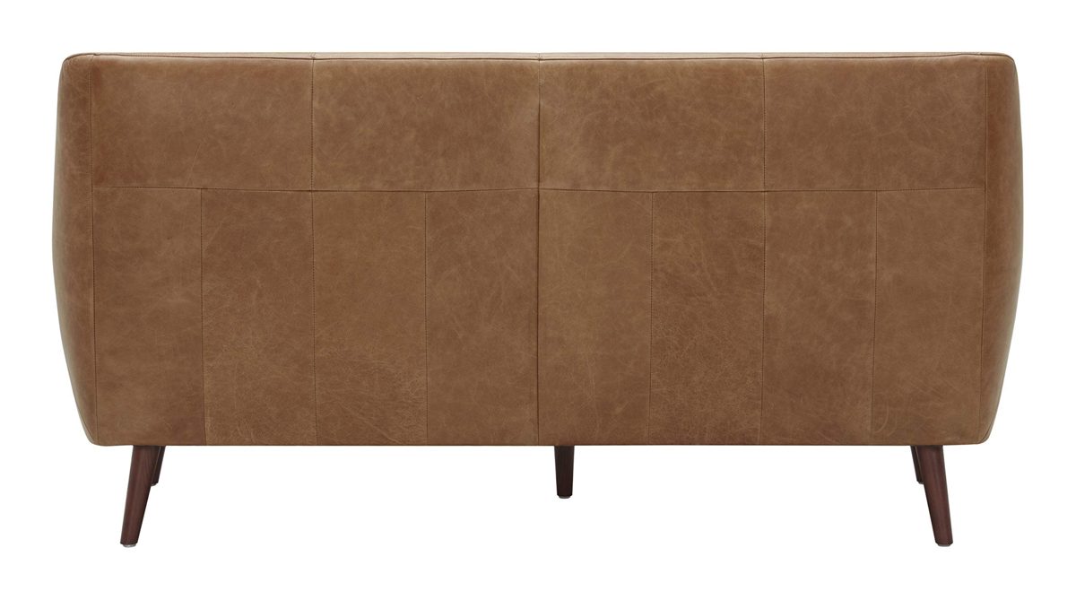 Amazon Brand – Rivet Brooker Down-Filled Mid-Century Sofa, 76"W, Top Grain Leather, Cognac
