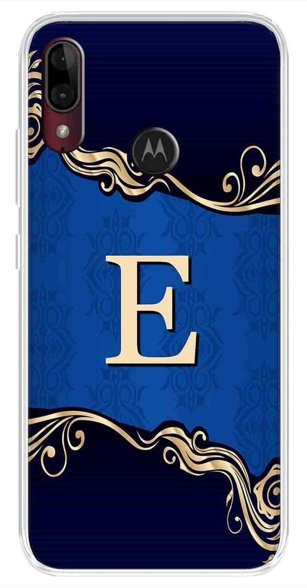 Amazon Brand - Solimo Designer Multicolor Blue Pattern Alphabet-E Printed Soft Back Case Mobile Cover for Motorola Moto E6s / Motorola Moto E6 Plus