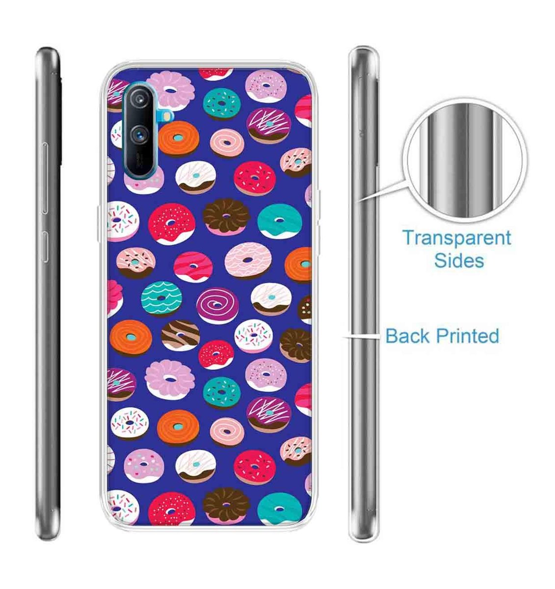 Amazon Brand - Solimo Designer Multicolor Donuts Blue Pattern Printed Soft Back Case Mobile Cover for Realme C3