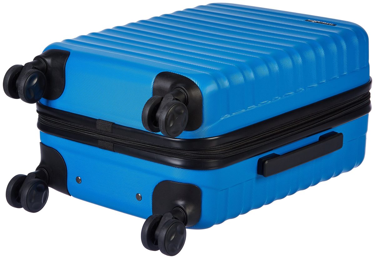AmazonBasics Hardside Spinner Luggage, 20-inch Carry-on/Cabin Size, Light Blue