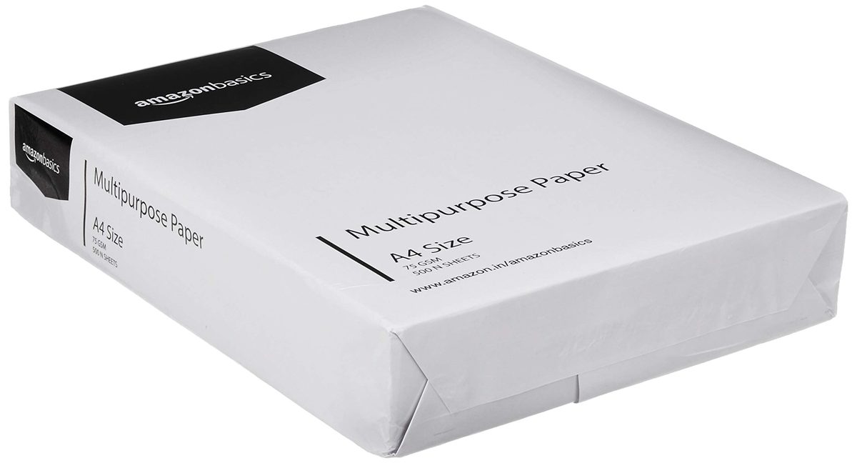 AmazonBasics 75 GSM A4 Multi-purpose Copier Paper (1 Ream, 500 sheets)