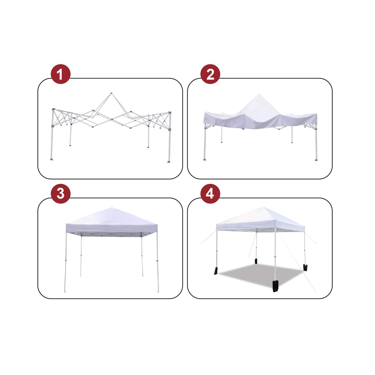 AmazonBasics Outdoor Pop Up Canopy, 10ft x 10ft with Wheeled Carry, 4-pk weight bag, White