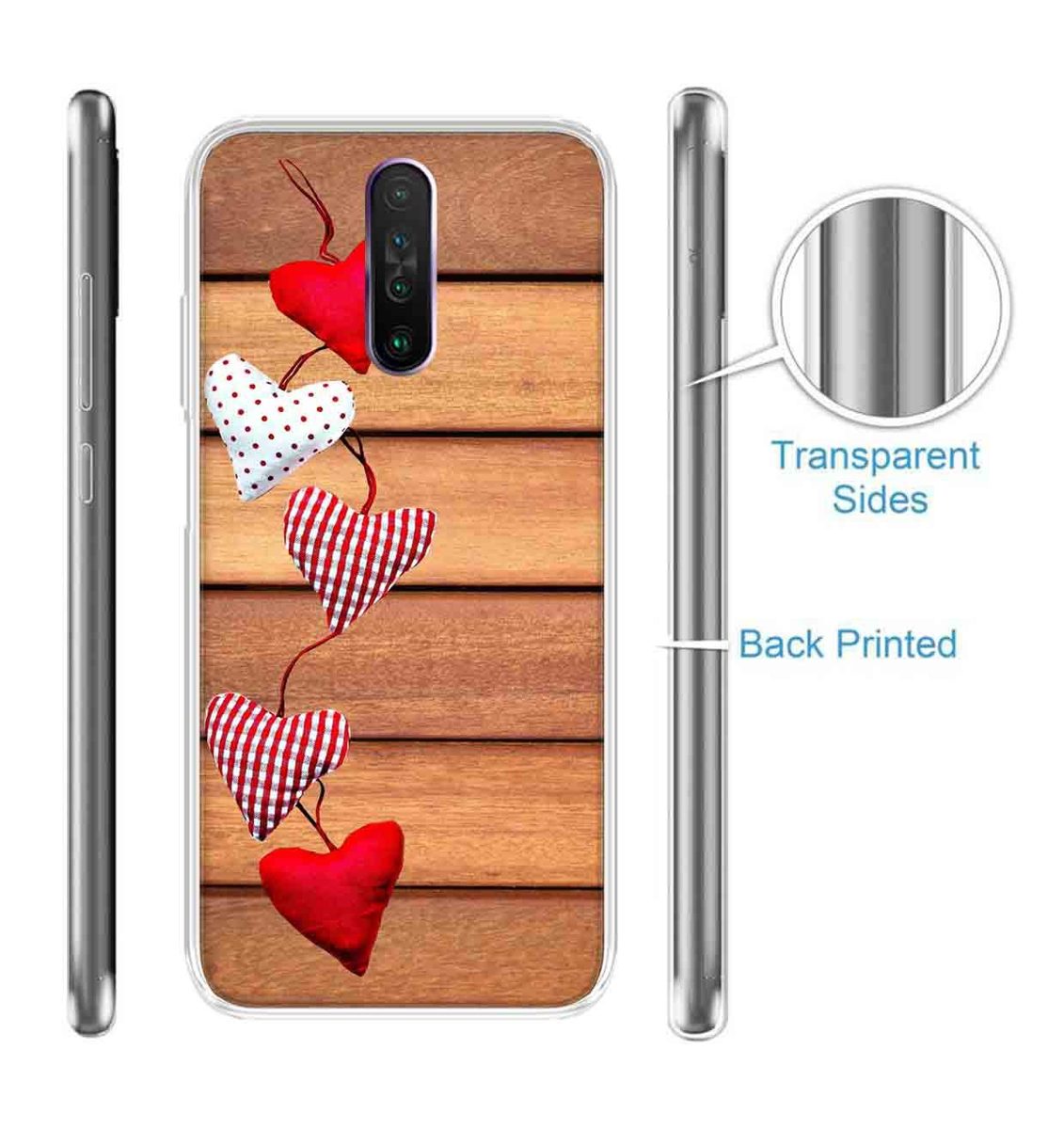 Amazon Brand - Solimo Designer Multicolor Heart Grey Pattern Printed Soft Back Case Mobile Cover for Poco X2 / Xiaomi Redmi K30