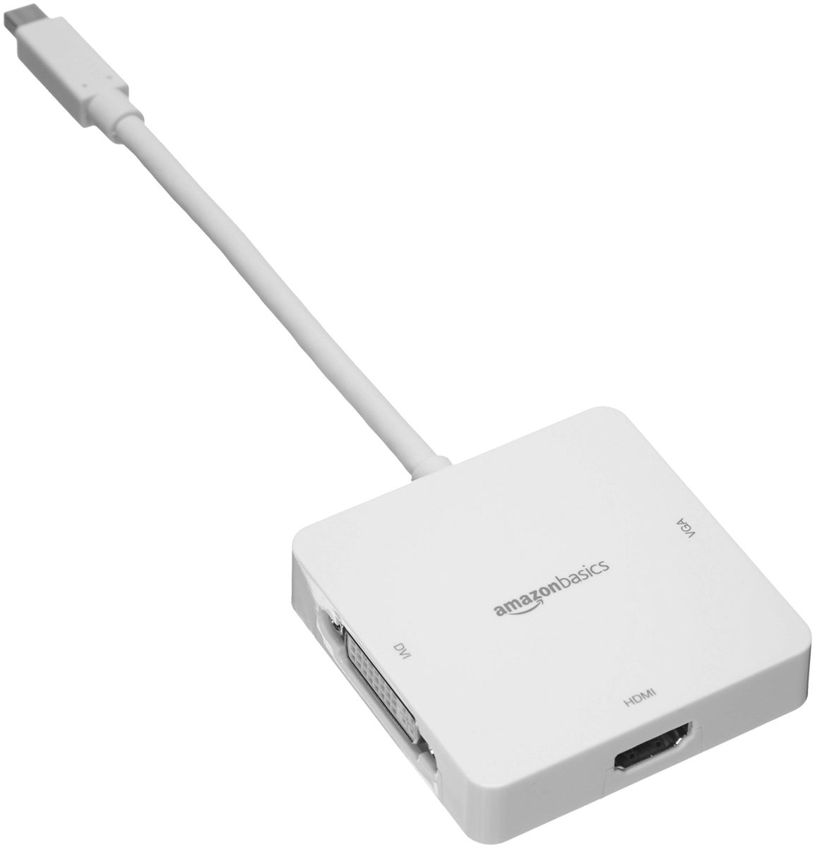 AmazonBasics Mini DisplayPort to HDMI/DVI/VGA Adapter - White, 5-Pack (Renewed)