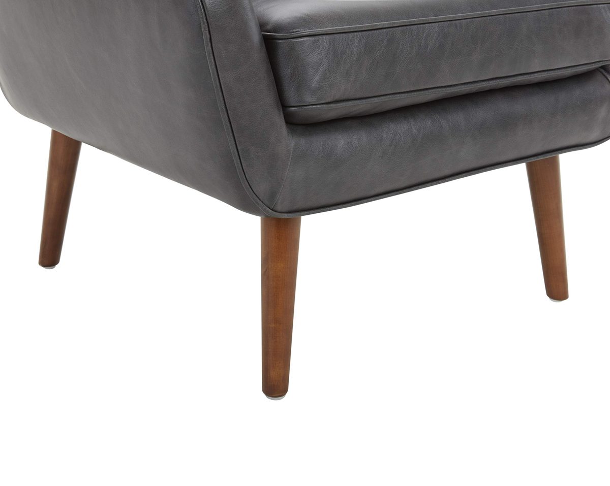 Amazon Brand – Rivet Jamie Leather Mid-Century Modern Low Arm Accent Chair, 31"W, Black