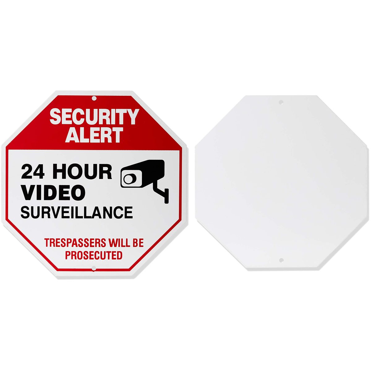 AmazonBasics Video Surveillance Sign, No Trespassing, 12" X 12" Octagon