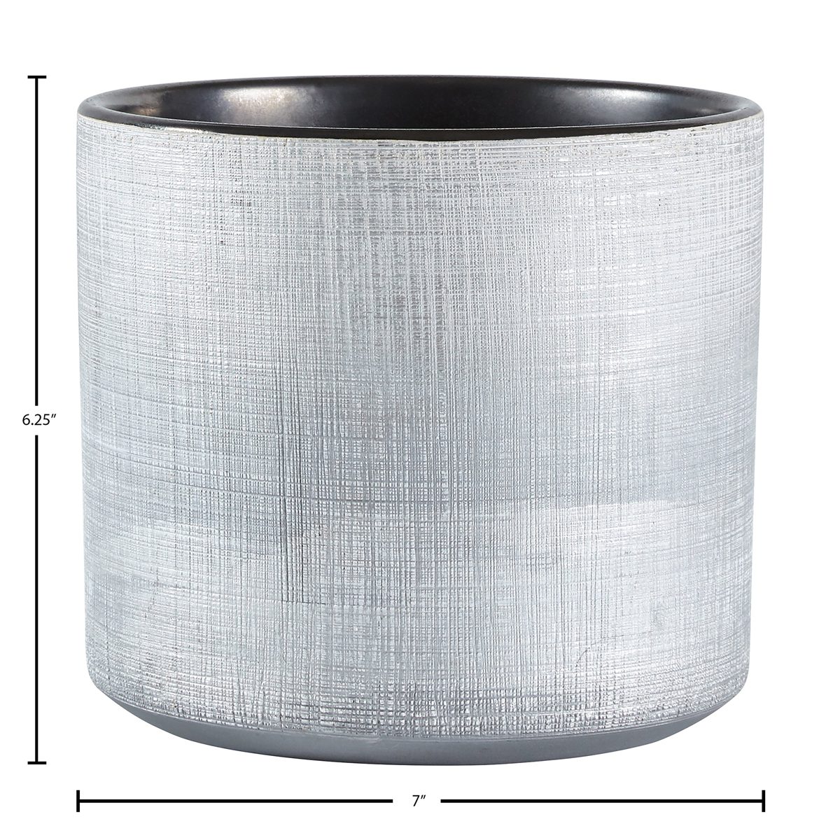 Amazon Brand – Rivet Rustic Stoneware Crosshatch Indoor Flower Plant Pot, 6.25"H, Silver, Medium Planter