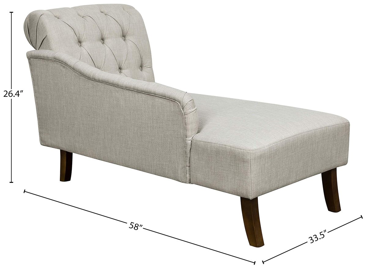 Amazon Brand – Ravenna Home Classic Tufted Chaise Lounge, 58.3"L - Mist Grey