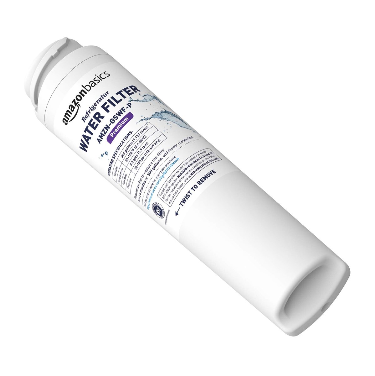AmazonBasics Replacement GE GSWF Refrigerator Water Filter Cartridge - Premium Filtration