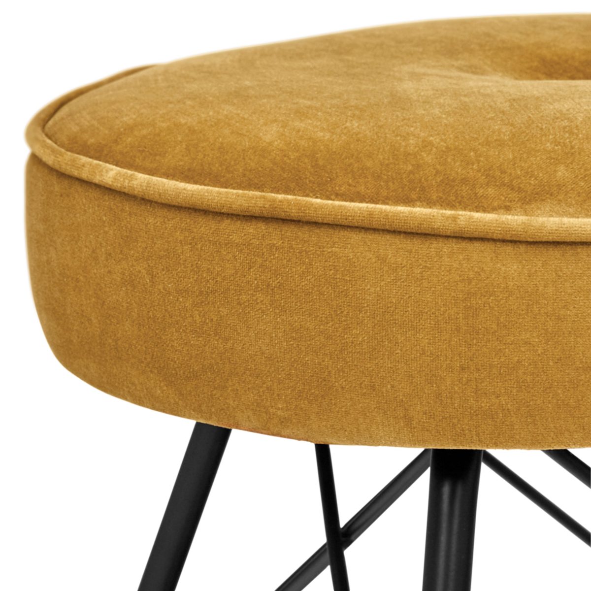 Rivet Stevie Mid-Century Modern Bar Stool, 30"H, Pack of 2, Yellow