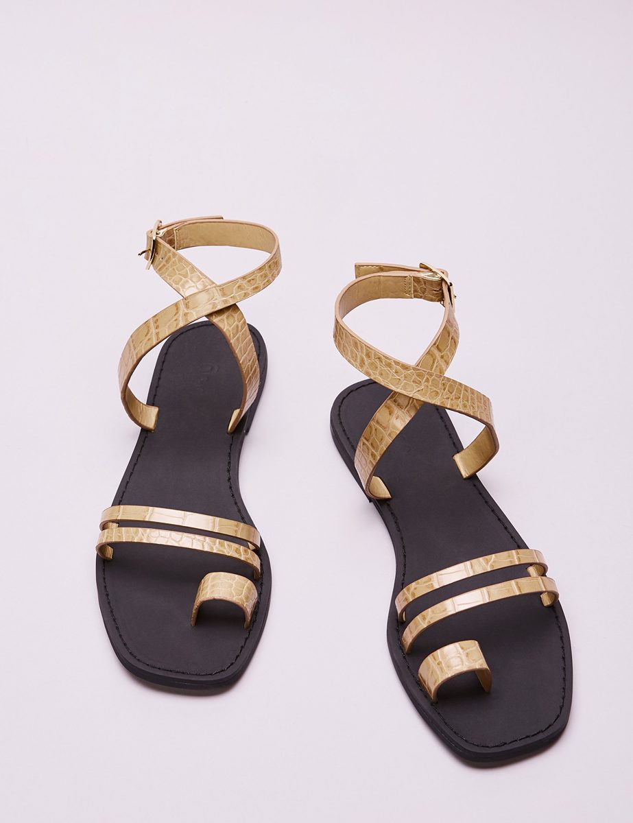 find. Women’s Ankle Strap Sandals, Brown, 6 UK